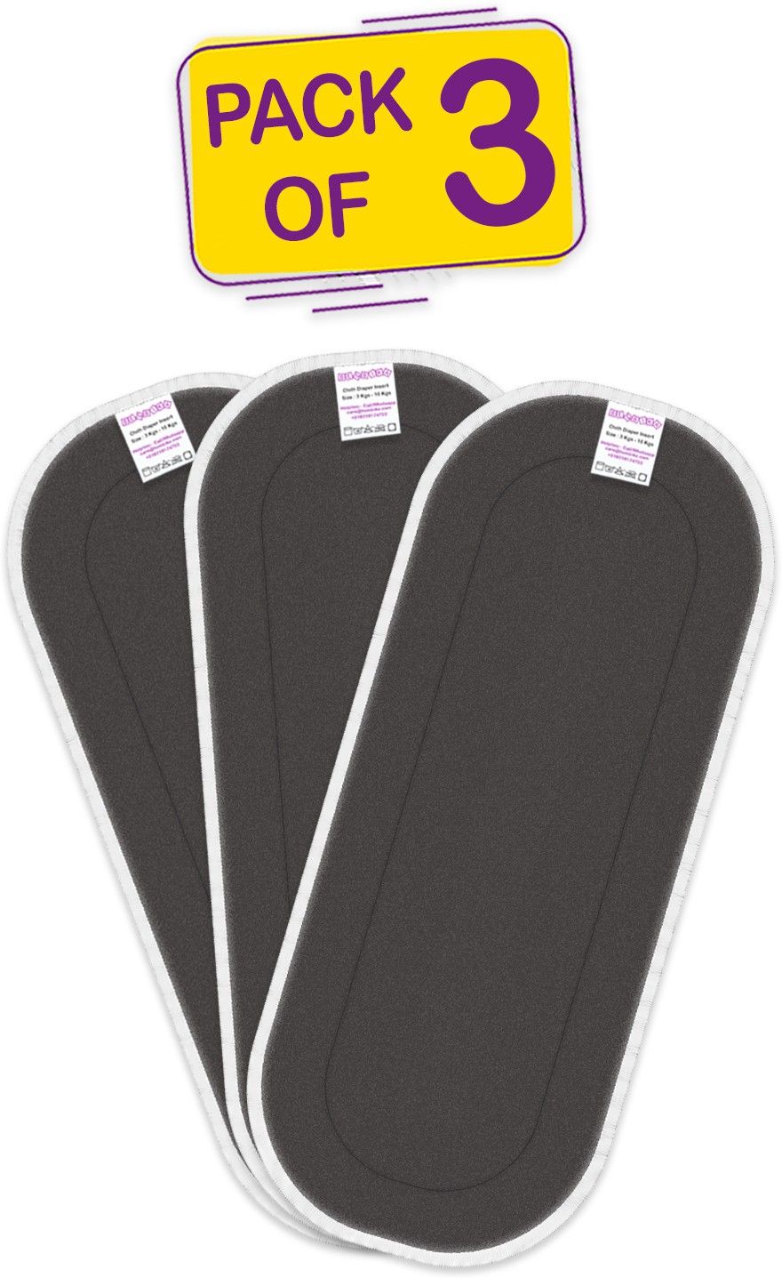 5 Layer Bamboo Charcoal Inserts Liners Natures Cloth Diaper Liner, Wetfree Reusable Washable Cotton Diaper Nappy Inserts for Baby Cloth Diapers (Set of 3)-image-35