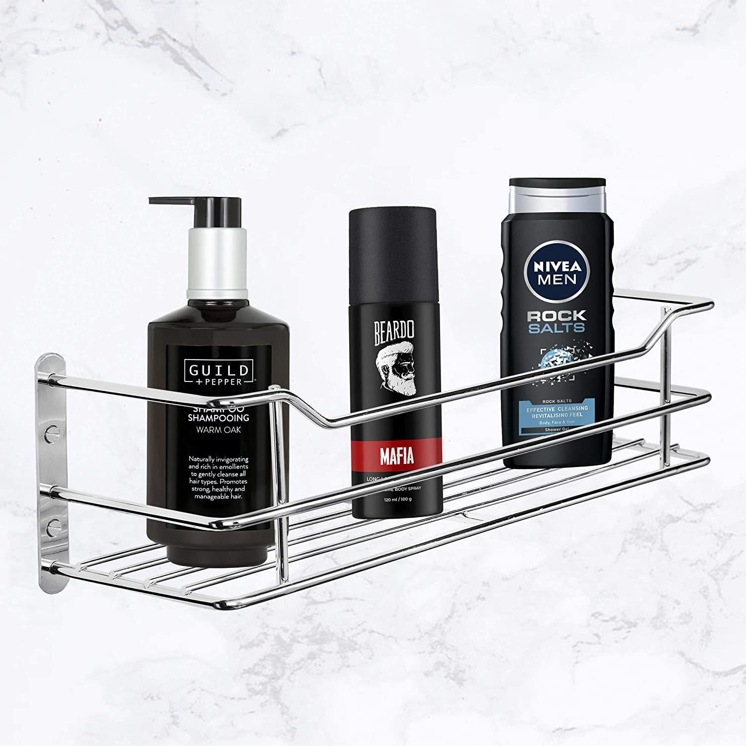 High Grade Perfume Rack/Shampoo Rack/Bathroom Shelf(16 Inch) Stainless Steel Wall Shelf-image-42
