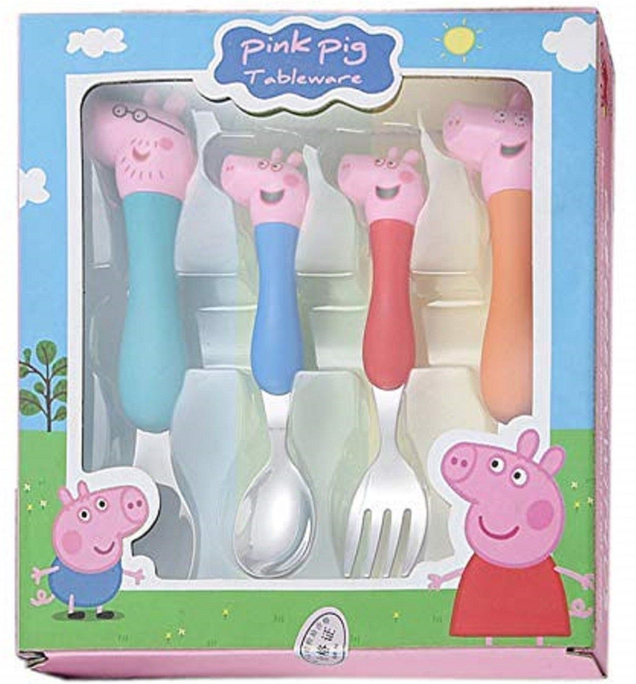 Pink Pipa Pig Tableware Set Stainless Steel Spoon n Fork Cartoon Character Jeorgiee Kid Toy Gift Children Kitchen Table Supplies Stainless Steel Cutlery Set