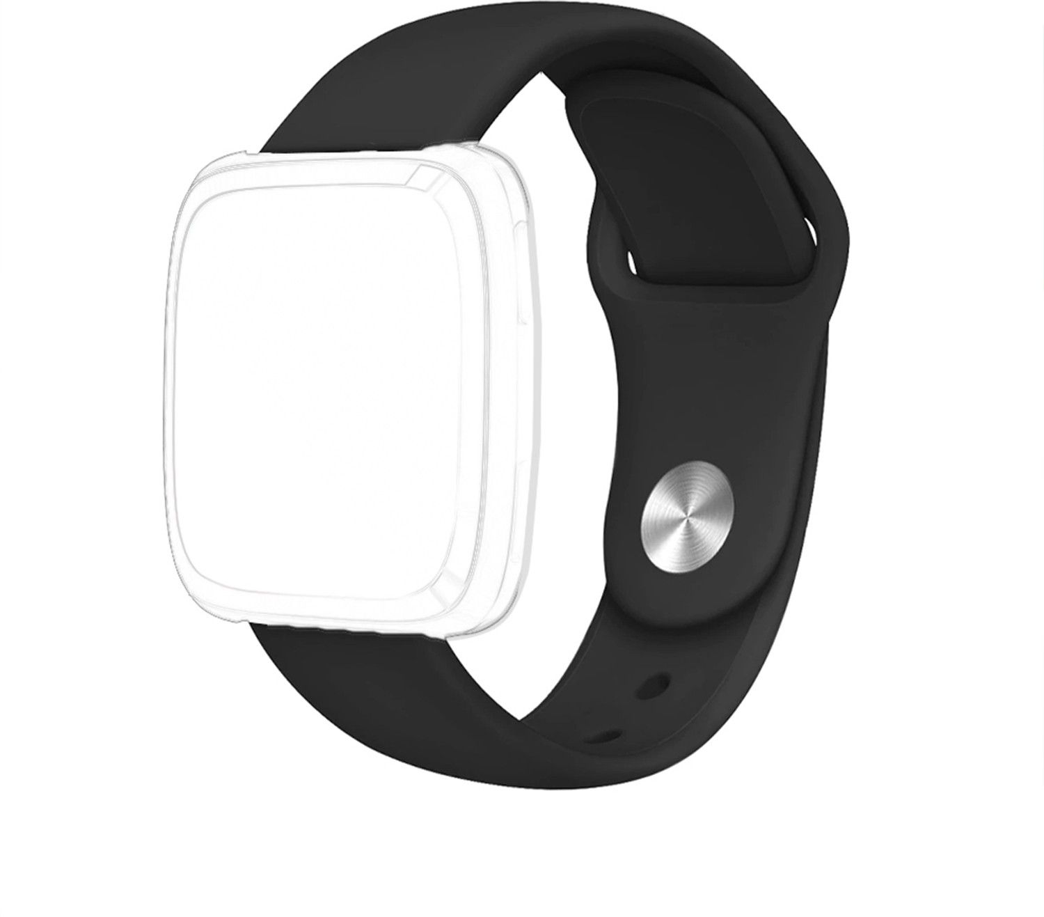 CellFAther Silicone Sport Band Strap Compatible with Fitbit Versa/Fitbit Versa 2/Fitbit Versa Lite/Fitbit Versa Special Edition, Soft Wristband Versa Smart Fitness Watch-Black (Watch Not Included) Smart Band Strap-image-0