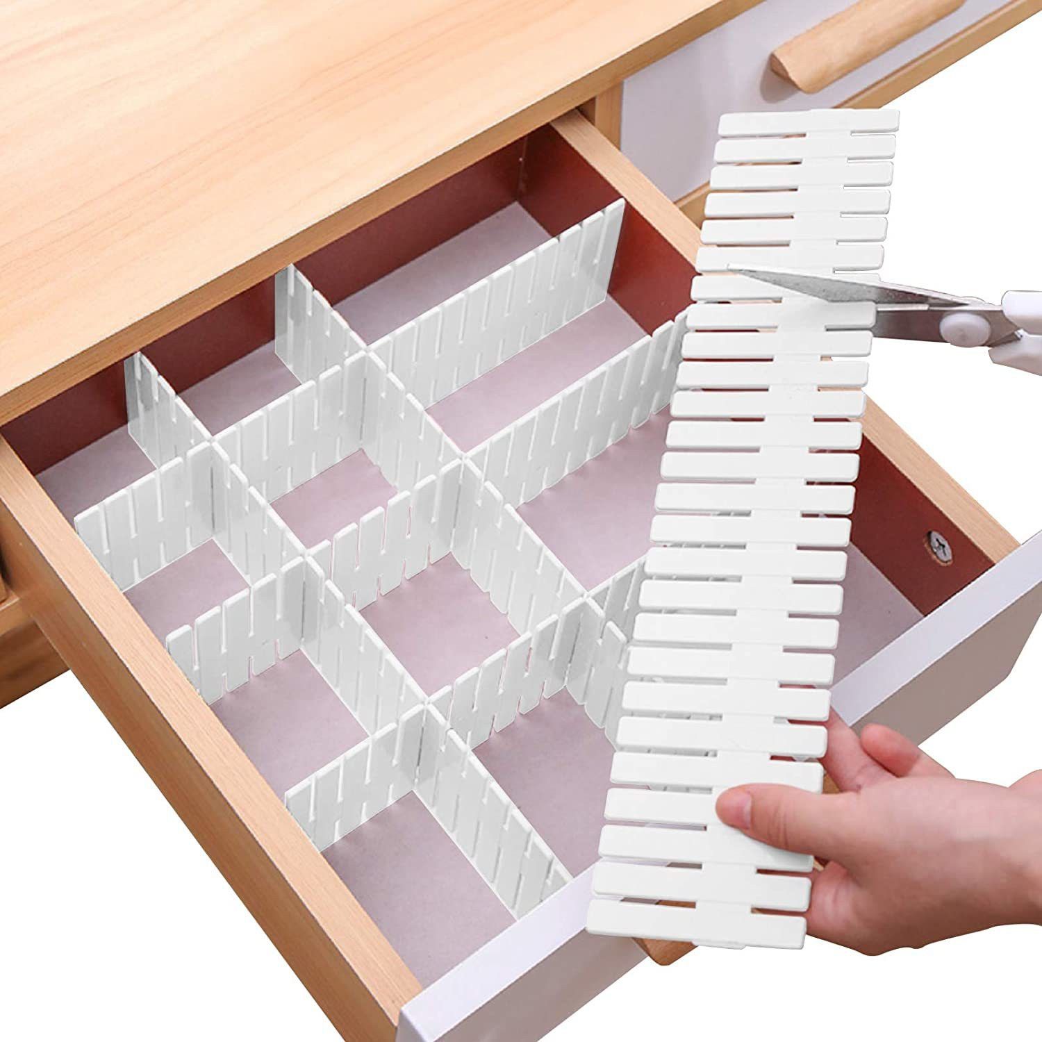 wishland Adjustable Stretchable Interlocking Pack Of 6 Pcs White Drawer Divider-picture-25