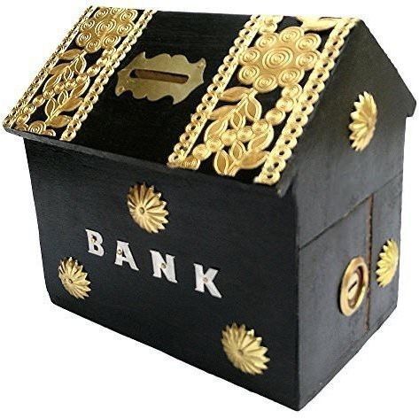 Wooden Handicrafted Hut Shape Money Bank For Kids Coin Bank