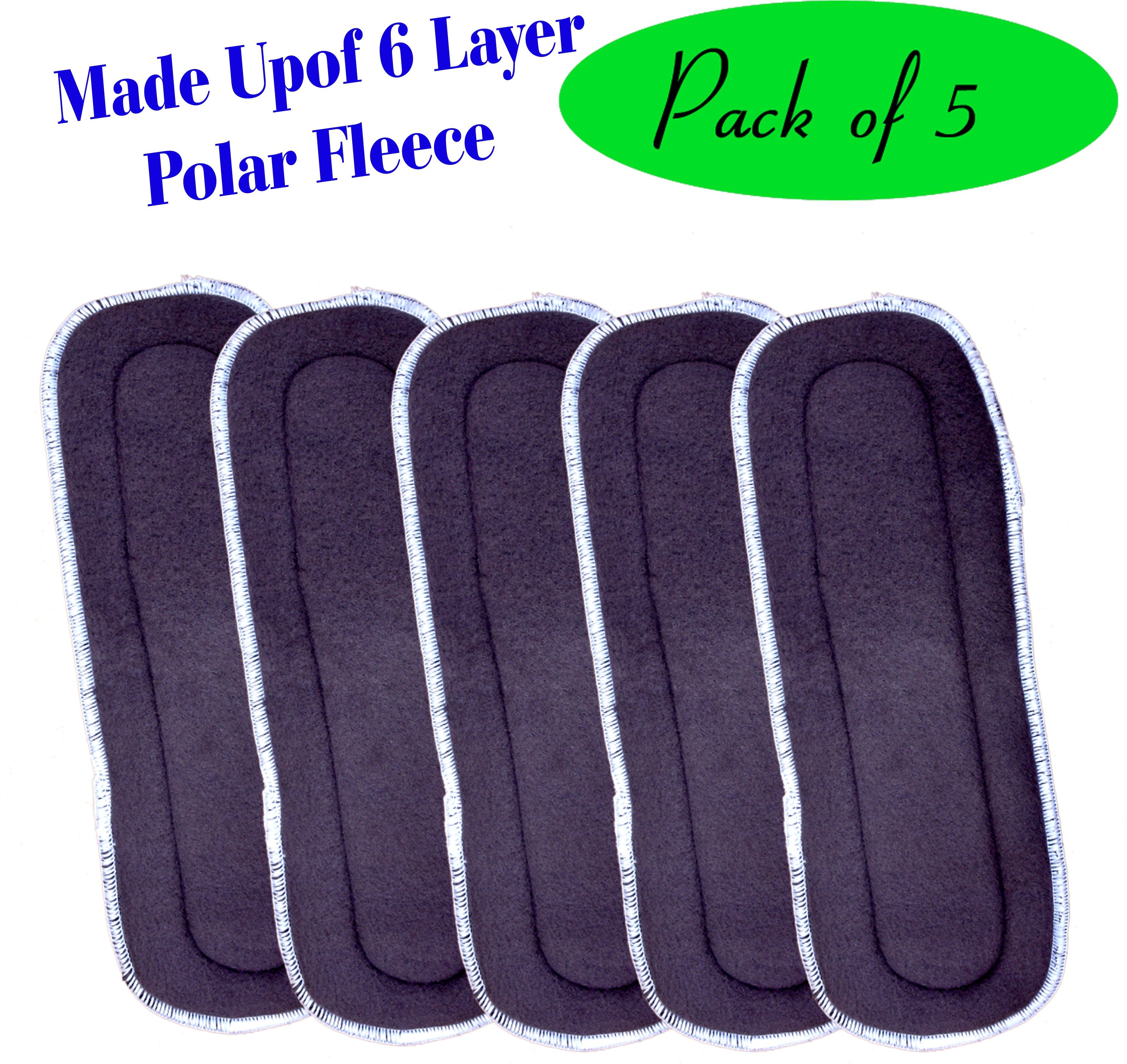 the little lookers Wet free insert for diaper|Nappy Liners/ Charcoal Pad for Pocket Diapers| Polar Fleece 6 layered Pad for Cloth Diaper/ Nappies for Newborns/ Babies/ Toddlers (Grey, Pack Of 5)-picture-35
