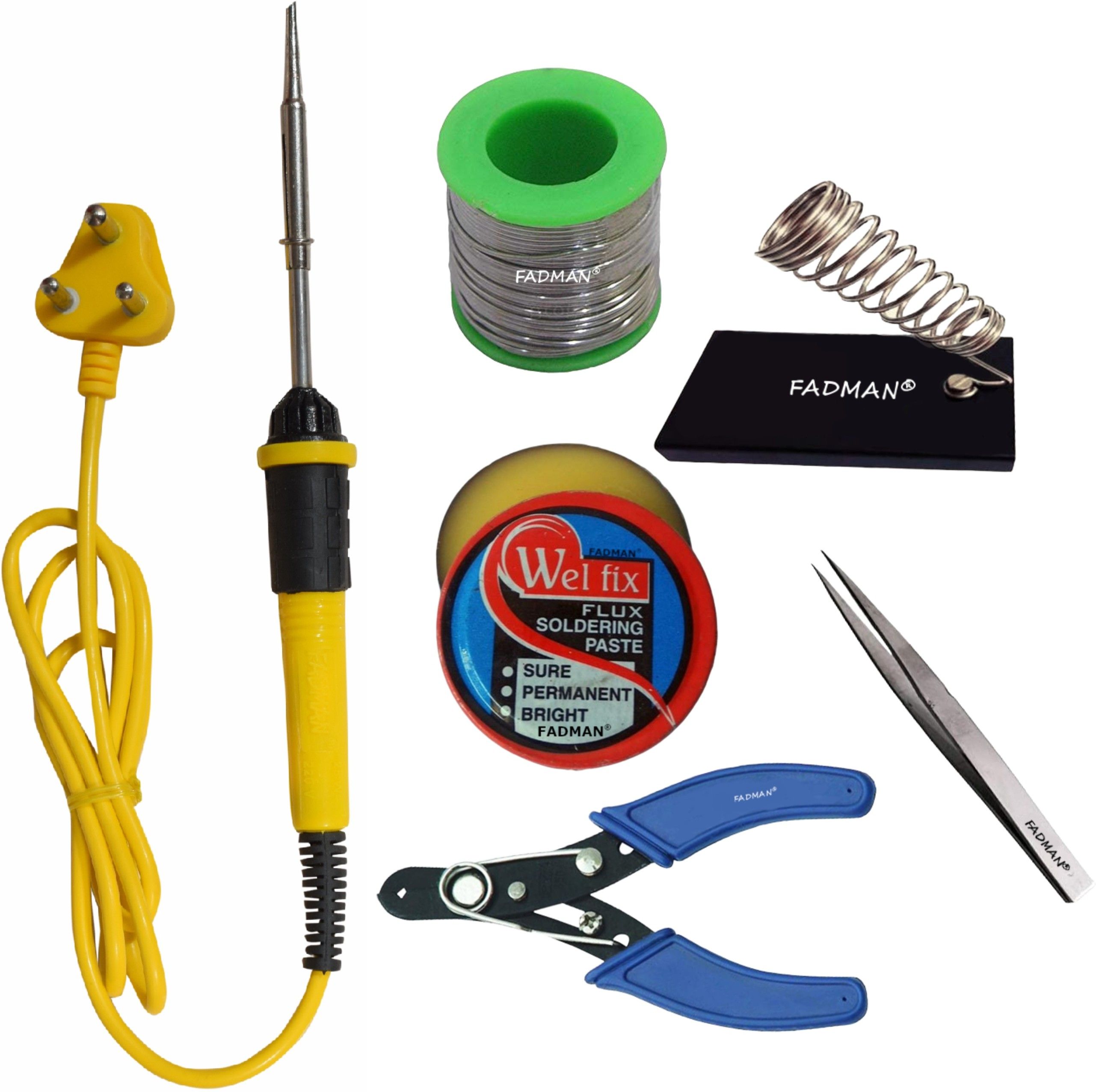 fadman Beginner Basic Soldering Iron Kit Pack-6 | SOLDER WIRE | STAND | CUTTER | PASTE| TWEEZER | Soldering iron 25 W Simple-picture-13
