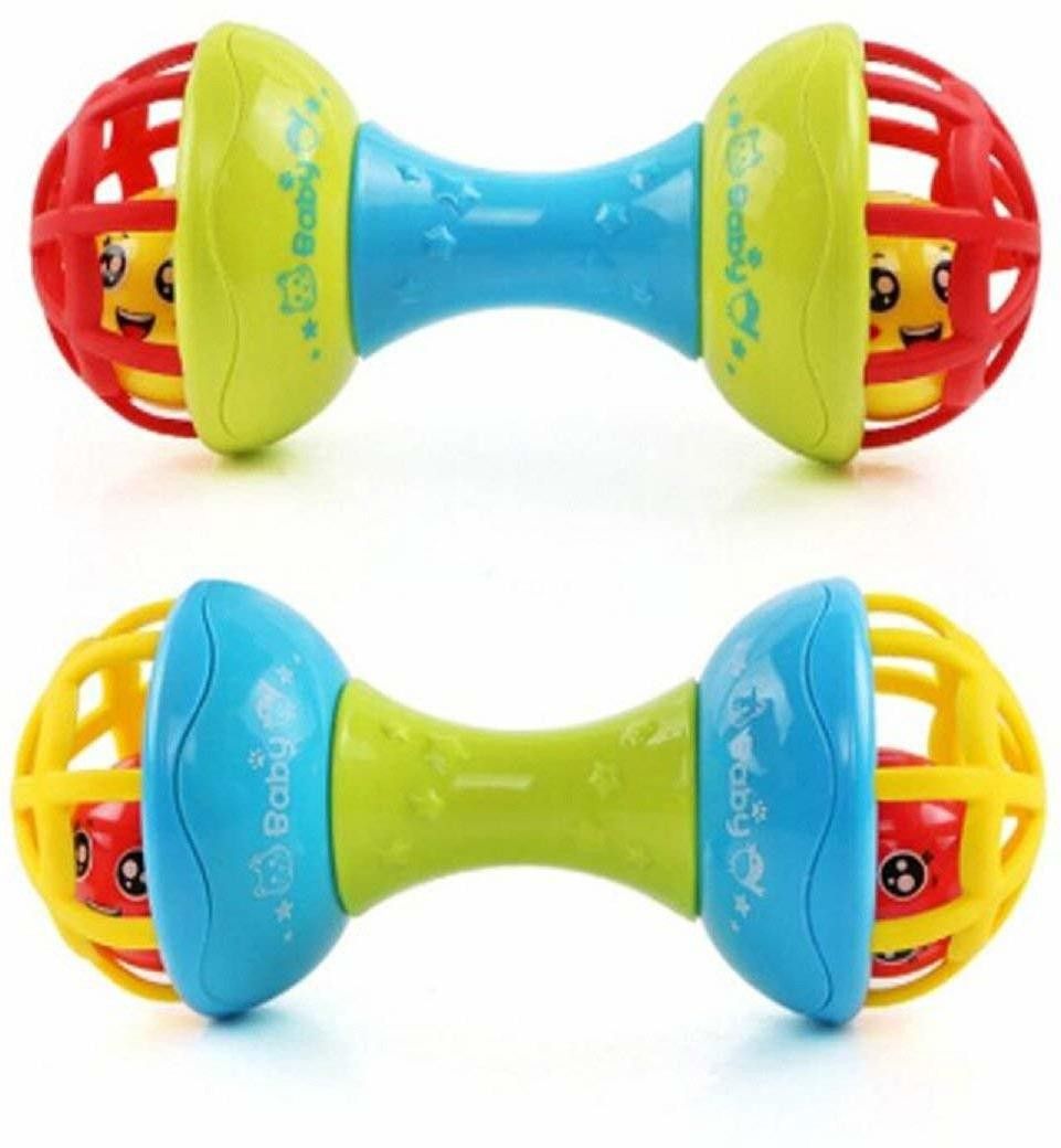 hinik Soft Rattles Toys for Babies Toy Dumbbell Rattle Toy for Infants, New Born Toy – (Multicolor; Pack of 2) Rattle-picture-11
