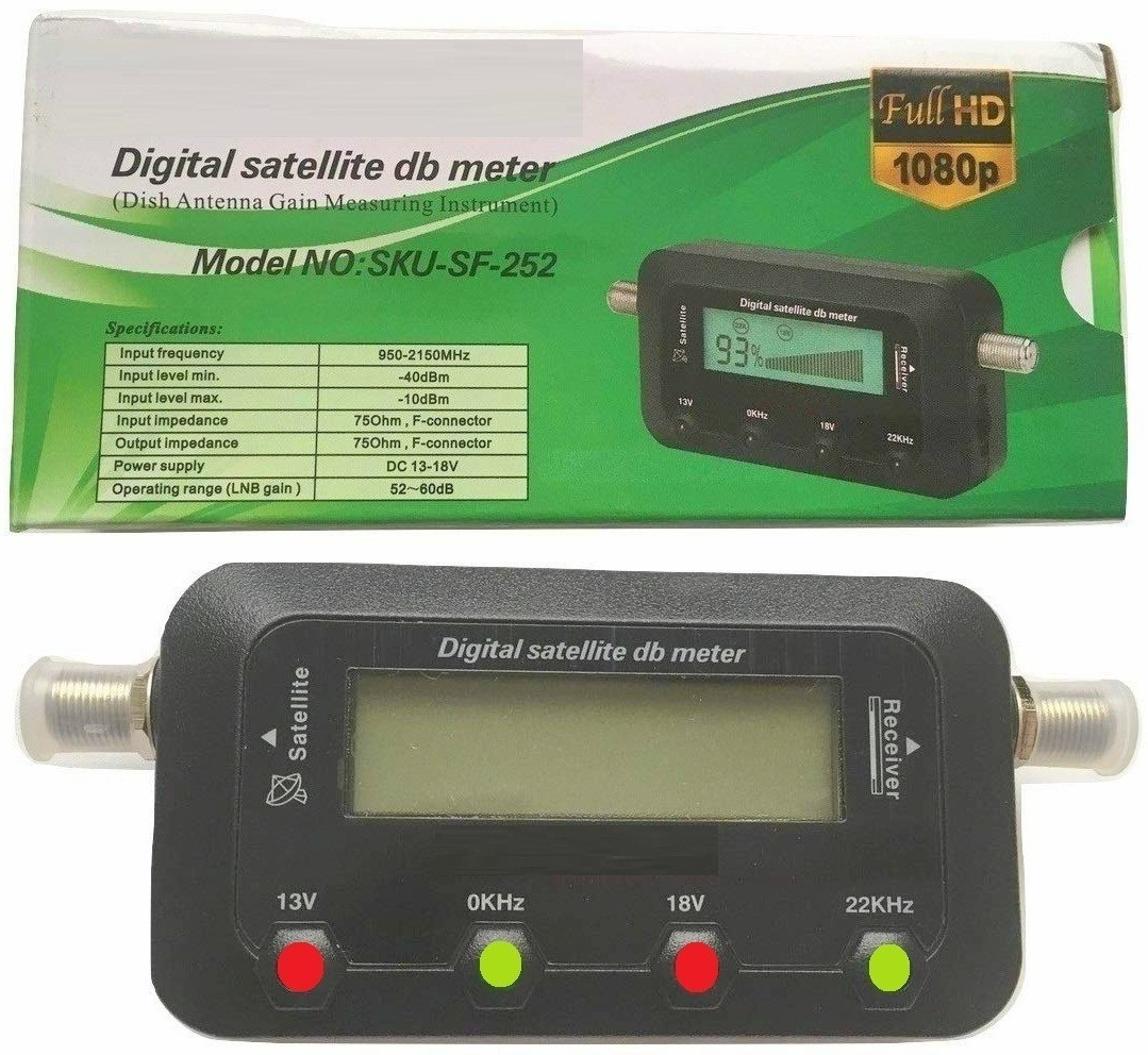 goodsbazaar Solid SF-252 Digital Signal Finder Full HD Digital Satellite dB Meter Dish Antenna Gain Digital Satellite dB Meter Dish Antenna Gain Measuring Instrument Satellite Finder with LCD Screen Suitable for All DTH Dish TVs Digital Voltage Tester image 1
