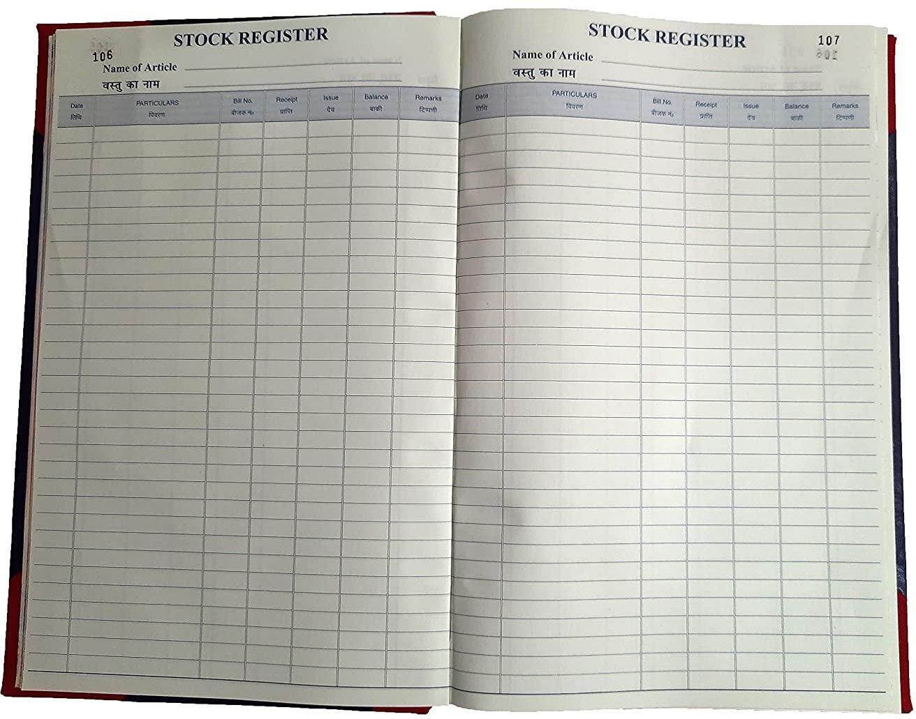 Stock Register - 34 x 21 cm - Half Canvas PVC Hard Bound (240 Pages) 1-Part Record Keeping Books-image-41