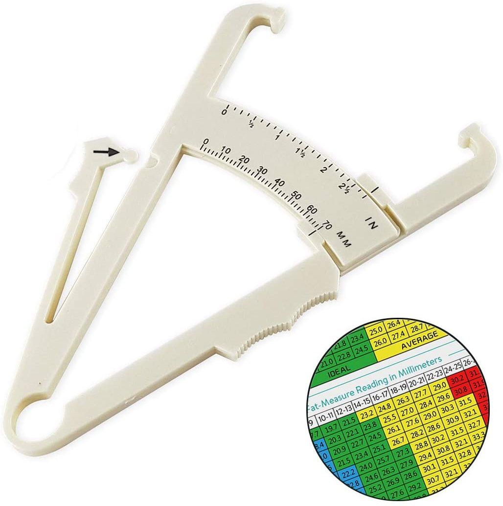 Medimama Personal Skinfold Body Fat Testing with Skinfold Calipers Body Fat Caliper to Measure Your Body Fat BMI Caliper Handheld Body Fat Measurement Device(White) Body Fat Analyzer