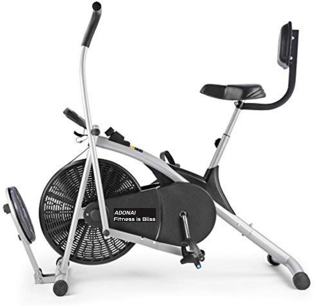 Upright Air Bike with Twister Board & Back Support Moving/Fix Arms for Home Gym Upright Stationary Exercise Bike