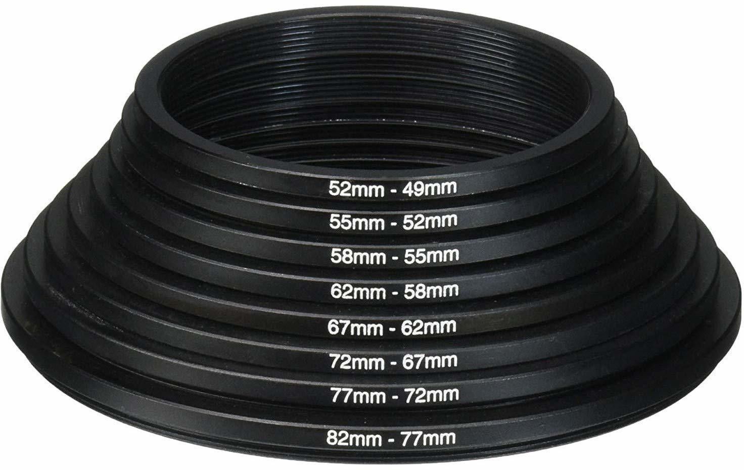 Hiffin Lens Filter Stepping Down CONVERTION Rings Set 8 Pcs Lens Stepping Down Ring||82-49mm Step Down Ring-picture-34