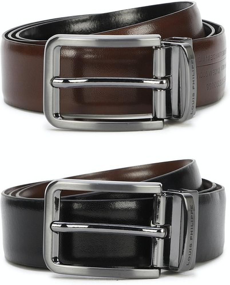 louis philippe Men Formal, Party, Evening Black, Brown Genuine Leather Reversible Belt-picture-12