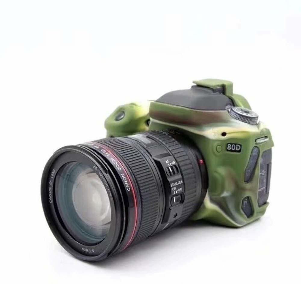 DEALPICK AMZY Silicon Cover for Canon 80D Camera Case, Professional Silicone Rubber Camera Case Cover Detachable Protective for Canon 80D - Military Green Camera Housing-image-37