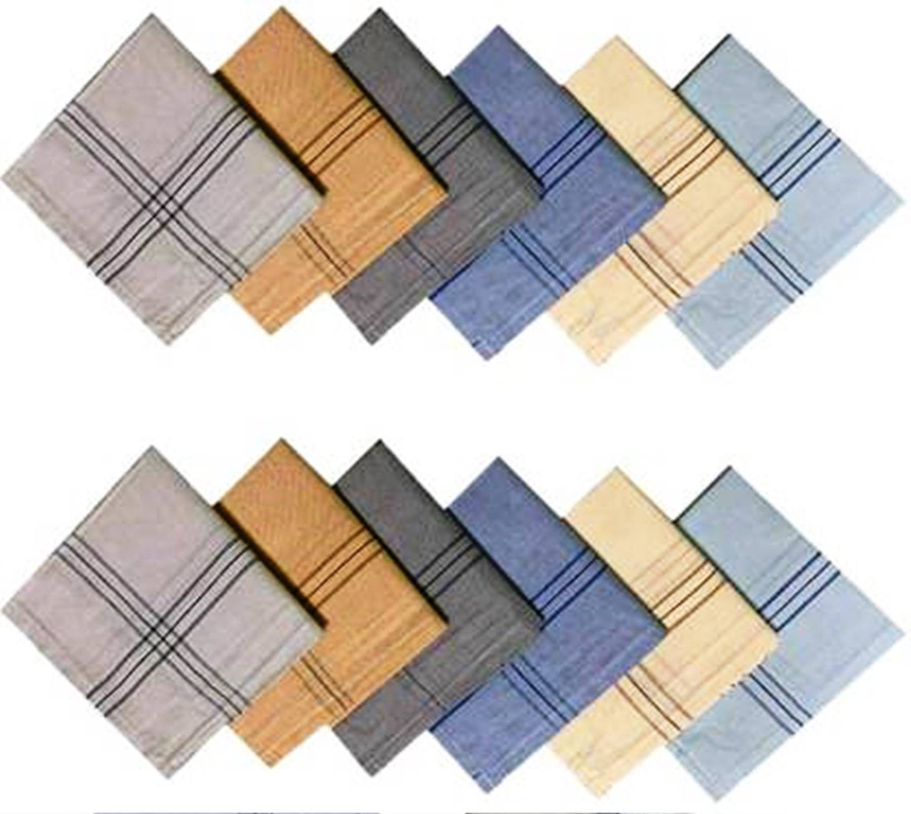 GUDBUN FASHION Men's Cotton Striped King Size Formal Handkerchiefs for Office Use (Multicolor) - 12Pack ["Multicolor"] Handkerchief-picture-40
