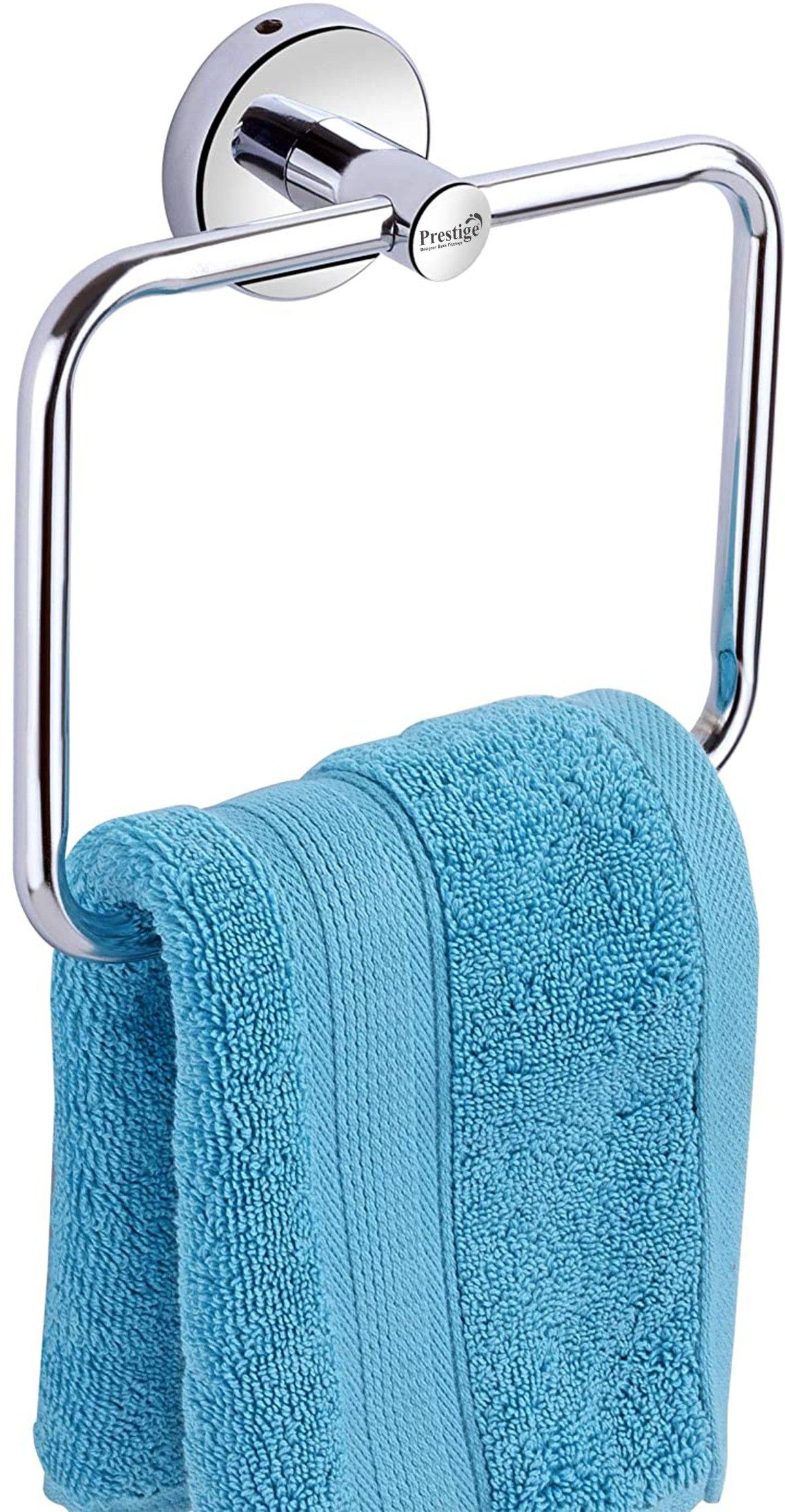 Premium Quality Stainless Steel Square Shape Towel Ring Holder set of 1 Silver Towel Holder