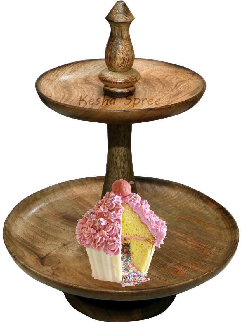 Cake Cupcake & Dessert Stand, Cupcake Display Stand, Party Cupcake Tower - 11 Inch Diameter Wooden Cake Server-image-39