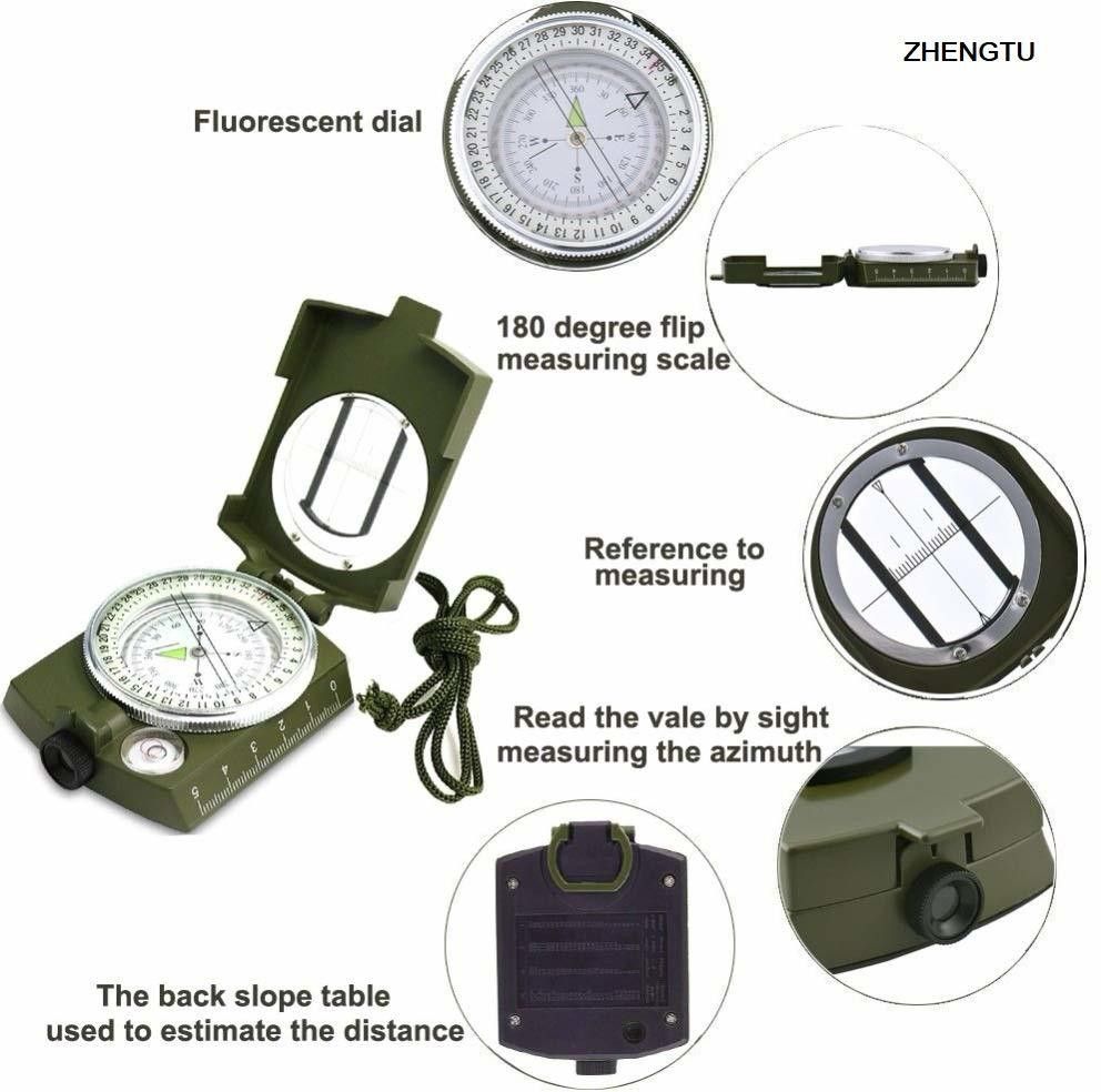 Professional Multi function Military Army Metal Waterproof Compass (Green) Compass