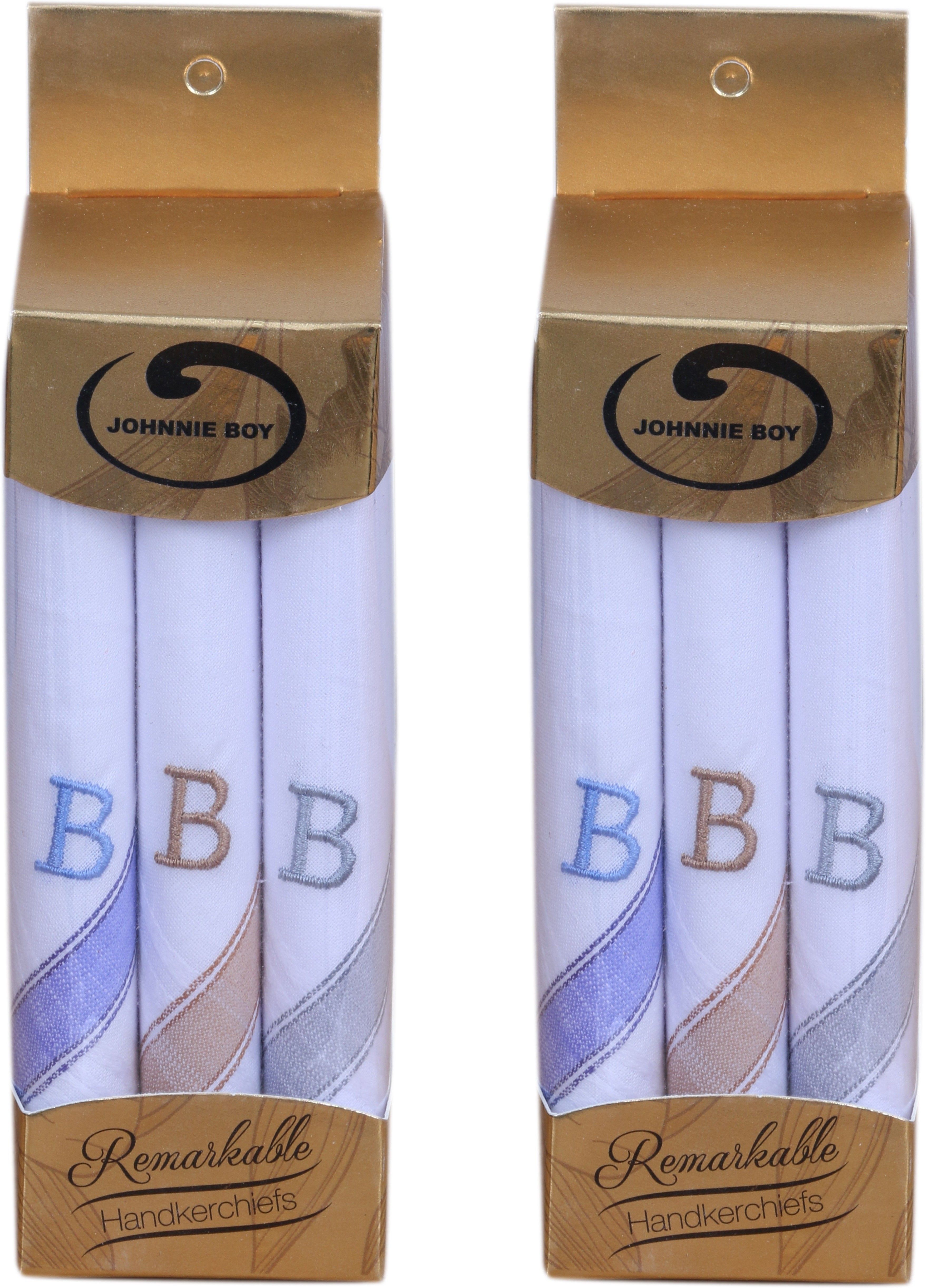 Johnnie Boy Handkerchief for men & boys initials Pack of 6 B ["White"] Handkerchief-image-42