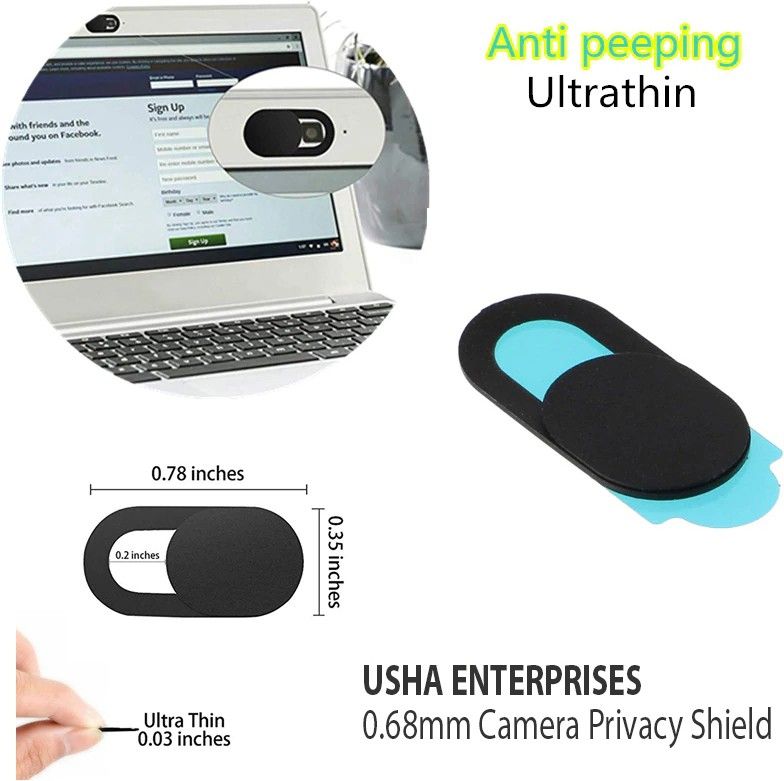 Homyl 3 Pieces Ultra-Thin Web Camera Privacy Cover, Webcam Cover Slider for MacBook Pro,Laptop, Mac, PC, Tablet,Cell Phone T1 Black Color Combo Set