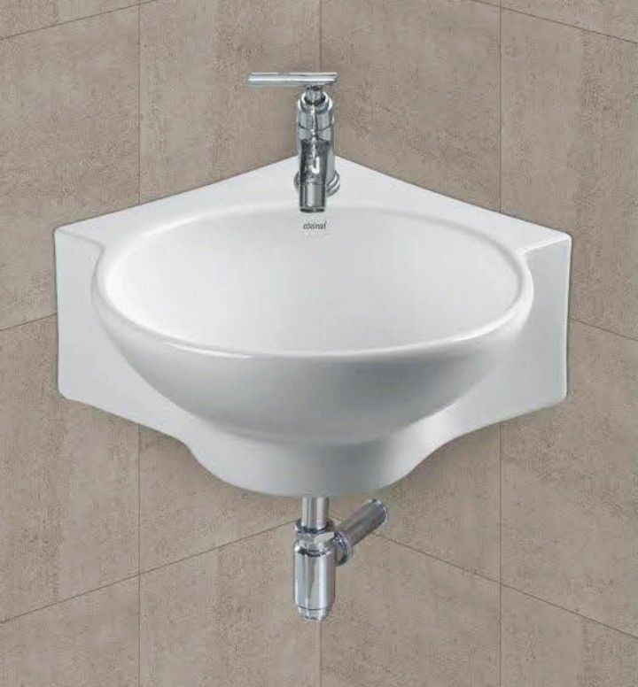 Size 16 " 17 " 5 " INCHES Corner basin / wall hung / wall mountes basin / counter top basin / ceramic wash basin Corner Basin-image-37