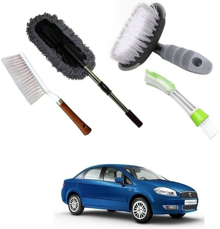 qiisx Wheel Tire Rim Scrub Brush, Car AC Vent Cleaning Brush, Microfiber Duster, Handle Cleaning Duster Brush For Fiat Linea Combo-picture-15