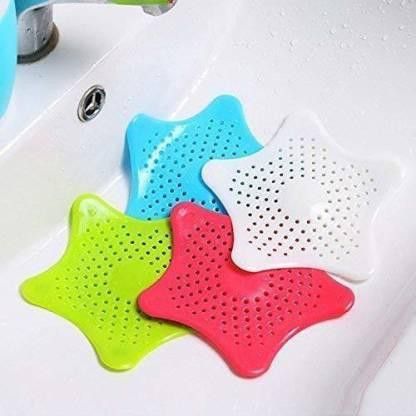 crazy sales Silicone Cover Hair Catcher Star Shape Drain Protector Sink Filter Hair Catcher Bath Sink Strainer for Home Kitchen and Bathroom - Multi-Color - (4~PCS) Hair Wash Basin (Multicolor) Sink Plug-image-7