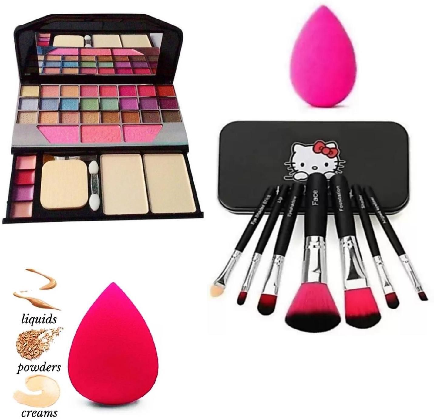 5024 Makeup Kit & 2pcs Makeup Puffs with 7pcs Black Brushes-image-5