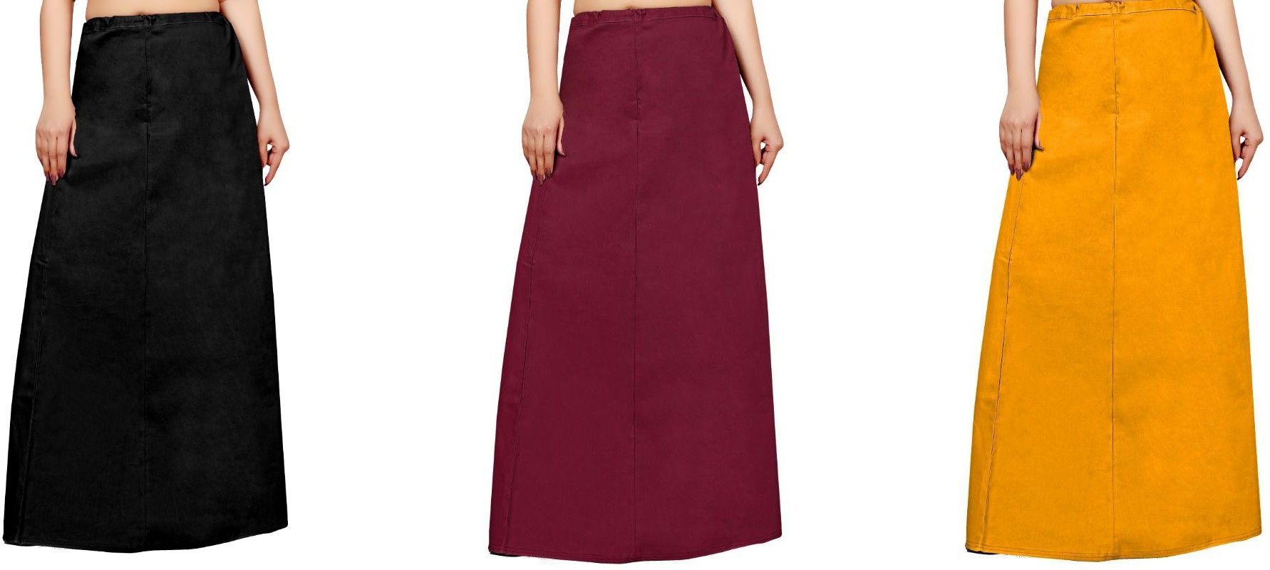FABMORA COMBO-PTC-3- Black - Maroon - Mustard Pure Cotton Petticoat-picture-14