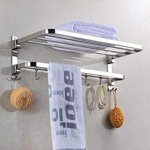 Stainless Steel Dual Folding Towel Rack/Hanger/Stand | 24 Inch Round - Chrome Finish Clothes/Towel Stand Silver Towel Holder