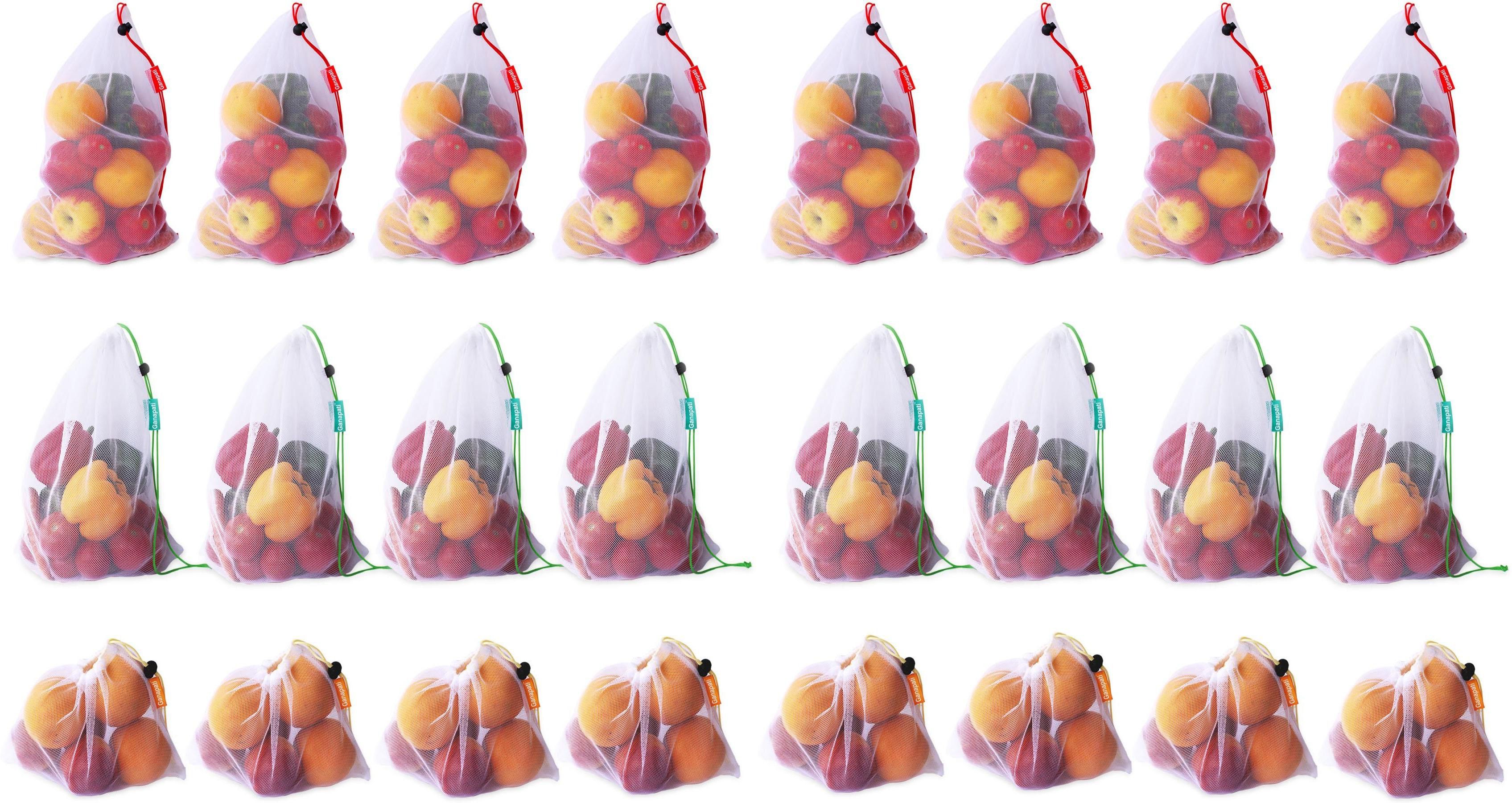 Vegetable Bag for Fridge Fruit Net Bag for Refrigerator Reusable Multipurpose Draw string Washable Storage Mesh Grocery Bag. Pack of 24 Grocery Bags-image-45