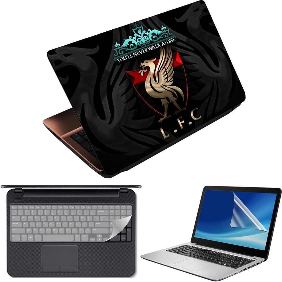 Techfit 3 in 1 Laptop Skin Decal Vinyl Pack 15.6 inch with Screen Guard and Silicone Keyboard Protector - Printed Never Walk alone Combo Set-picture-39