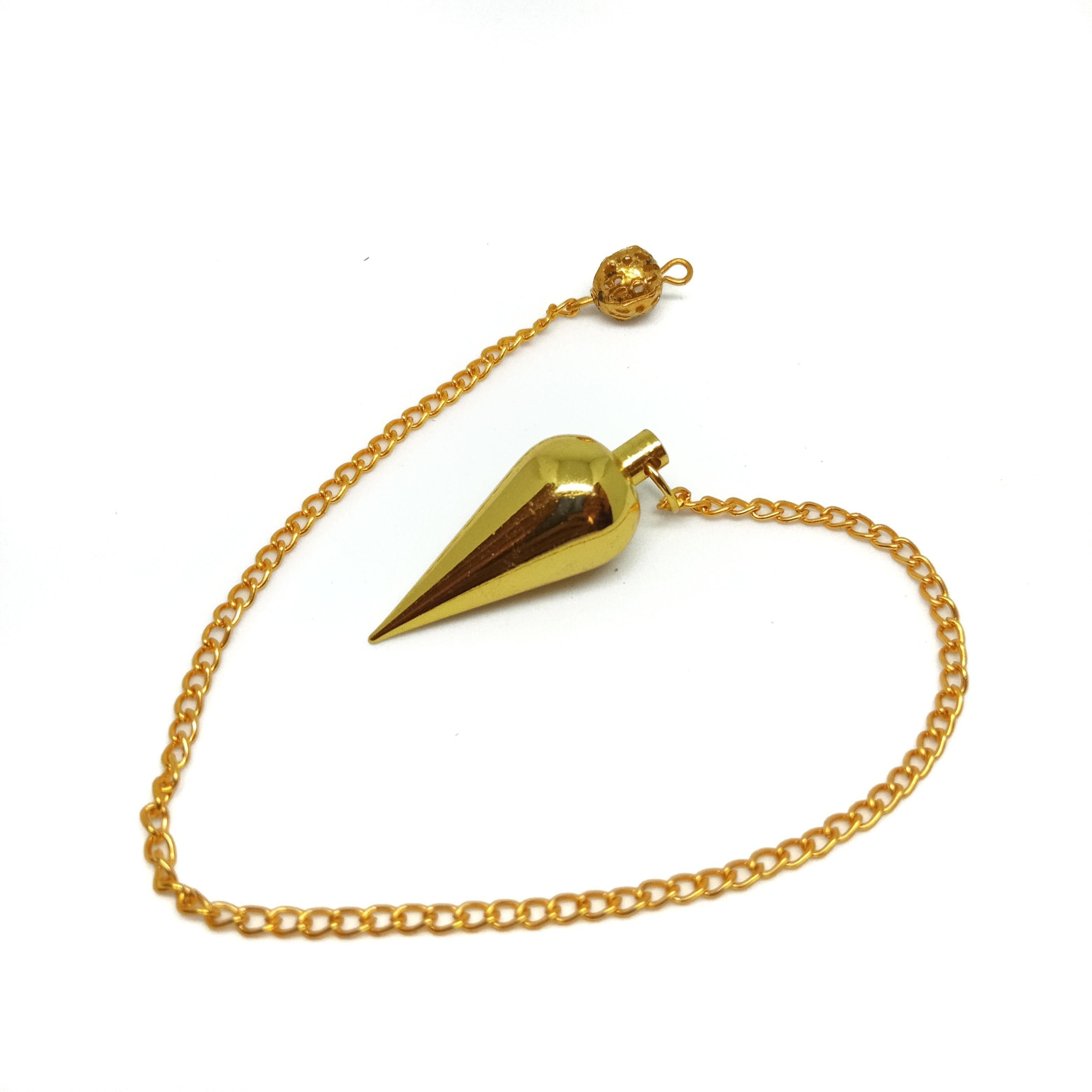 Pointed Brass Metal Pendulum for Crystal Therapy Healing Dowsing and Prediction Decorative Showpiece - 23 cm-image-4