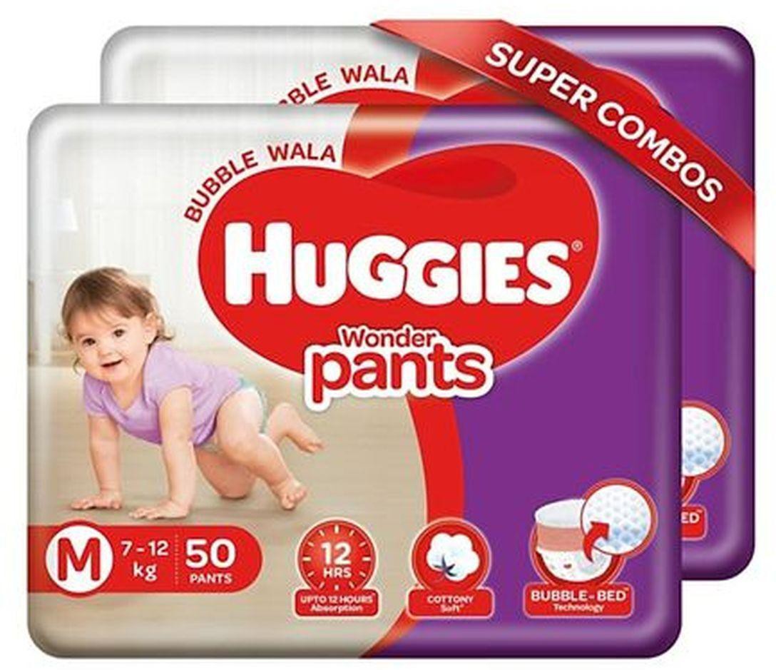 Huggies Wonder Pants Diapers Medium Size 50 Pieces Combo (Pack of 2) - M