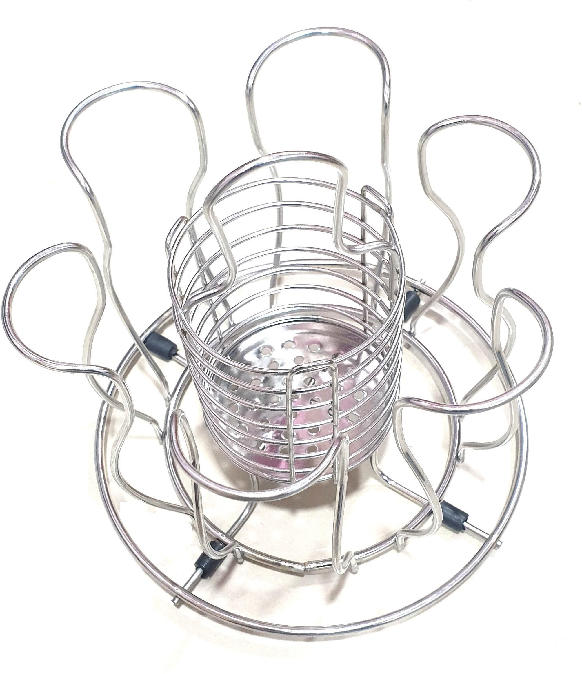2 in 1 Multipurpose S.S Premium Quality Glass Plus Cutlery Holder / Stand Stainless Steel Glass Holder-image-48