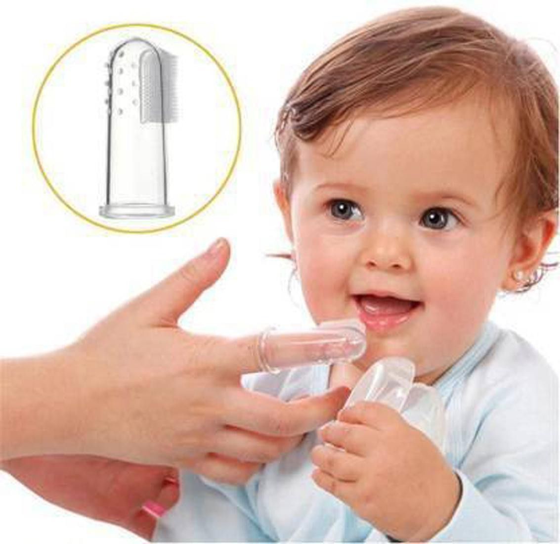 Baby Finger Toothbrush Teeth Clear Soft Silicone Tooth Brush Rubber Pack of 01 Ultra Soft Toothbrush-image-44