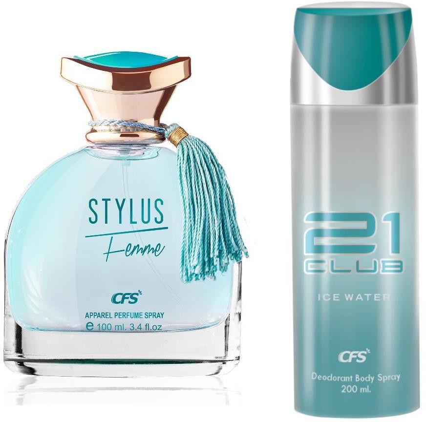 cfs STYLUS BLUE 100ML PERFUME & 21 ICE WATER 200ML DEODORANT | LONG LASTING BEST FEMME PERFUME & DEODORANT | COMBO SET FOR GIRLS & WOMEN (Citrus & Aquatic)-picture-42