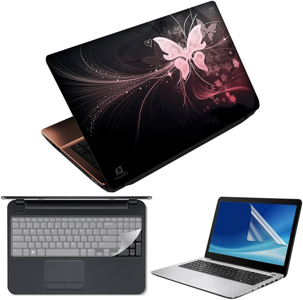 FineArts Butterfly With Heart 3 in 1 Laptop Skin Pack With Screen Guard & Key Protector Combo Set image 1