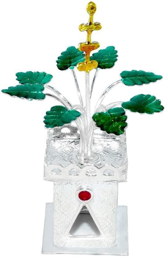 Pure silver tulsi plant for pooja/worship and gifting purpose (wt. 15gm) Decorative Showpiece-7 cm-image-45