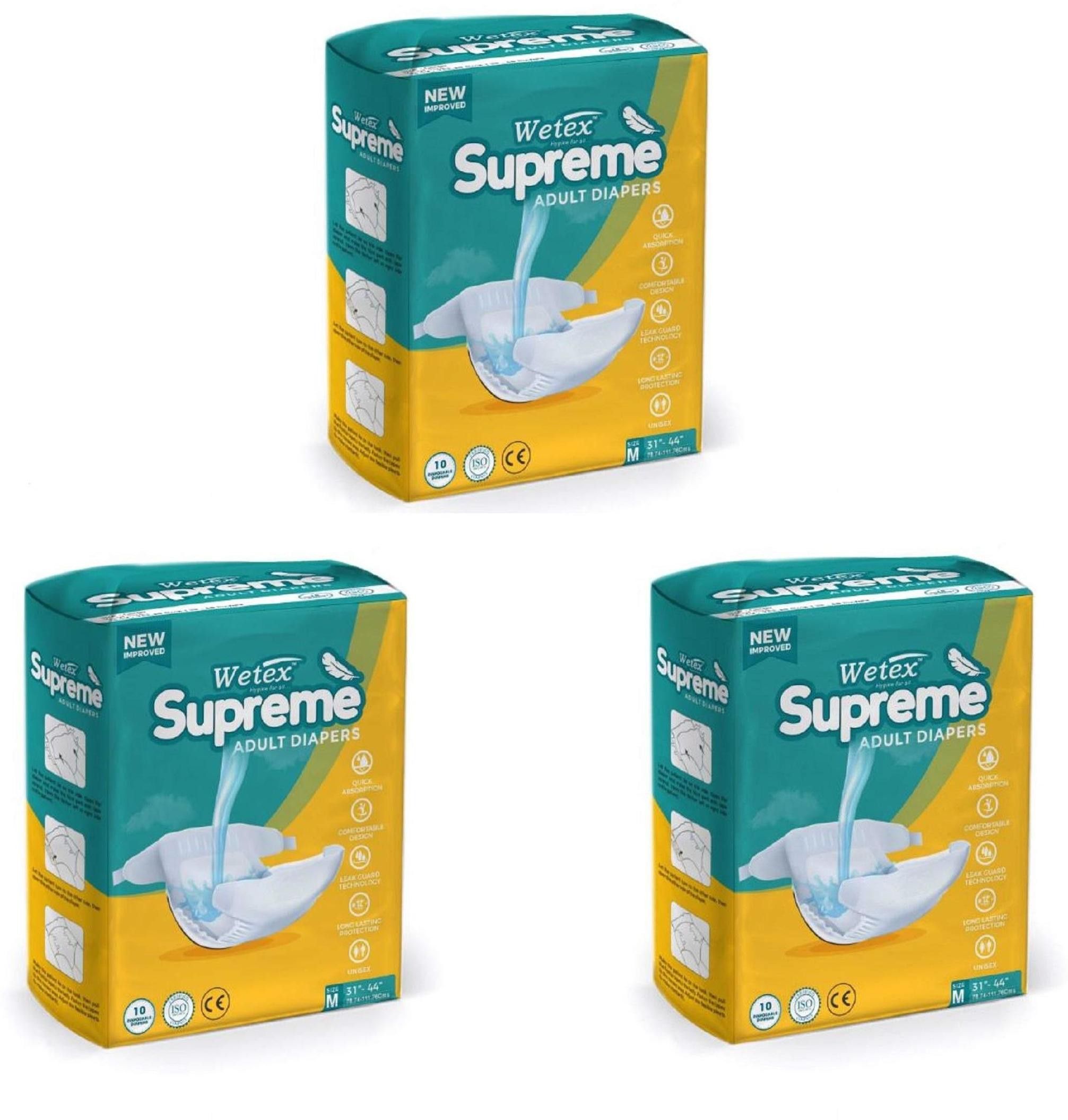 Supreme unisex adult diaper - Medium (10 pieces) - ( Pack of 3 ) Adult Diapers - M-image-43