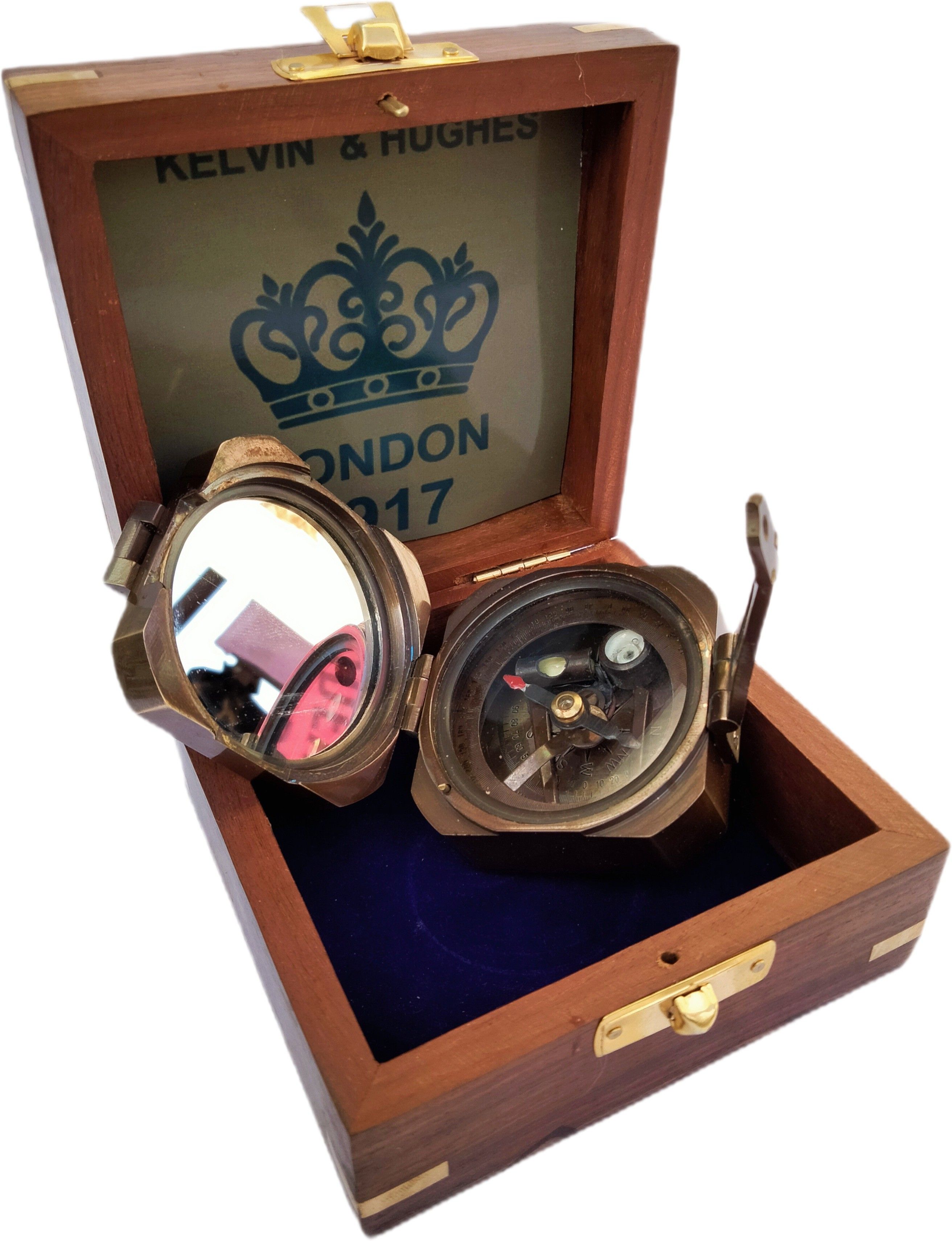 ascent india Antique Brass Brunton compass Square With Wood box nautical gift Compass-picture-46