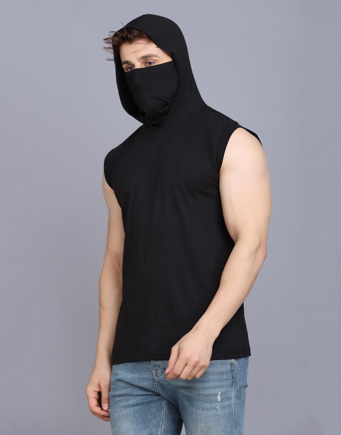 fascista Men Solid Hooded Neck Pure Cotton Black T-Shirt-picture-14