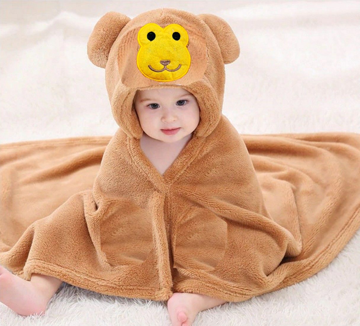 Embroidered Single Hooded Baby Blanket forAC Room-image-29