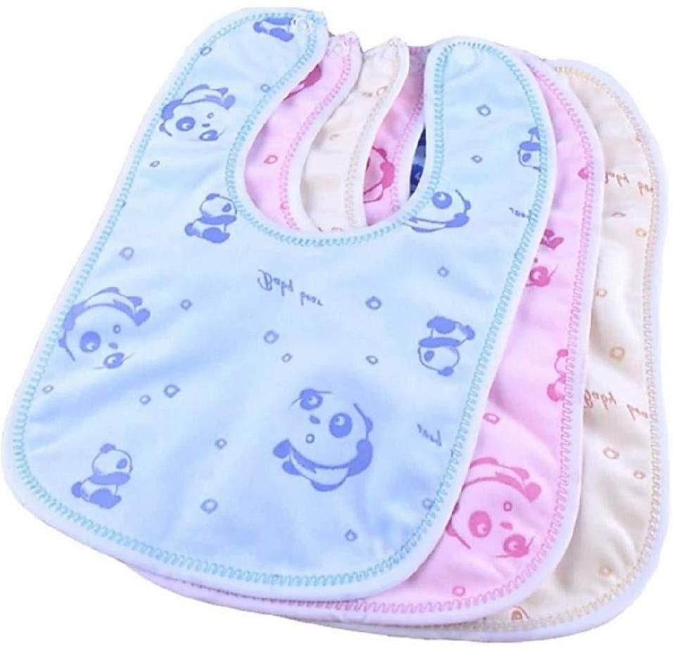Baby Button Bibs Apron for Feeding and Drooling Cute Animated Print with Tich Button Double Layered Waterproof (Pack of 3)-image-46
