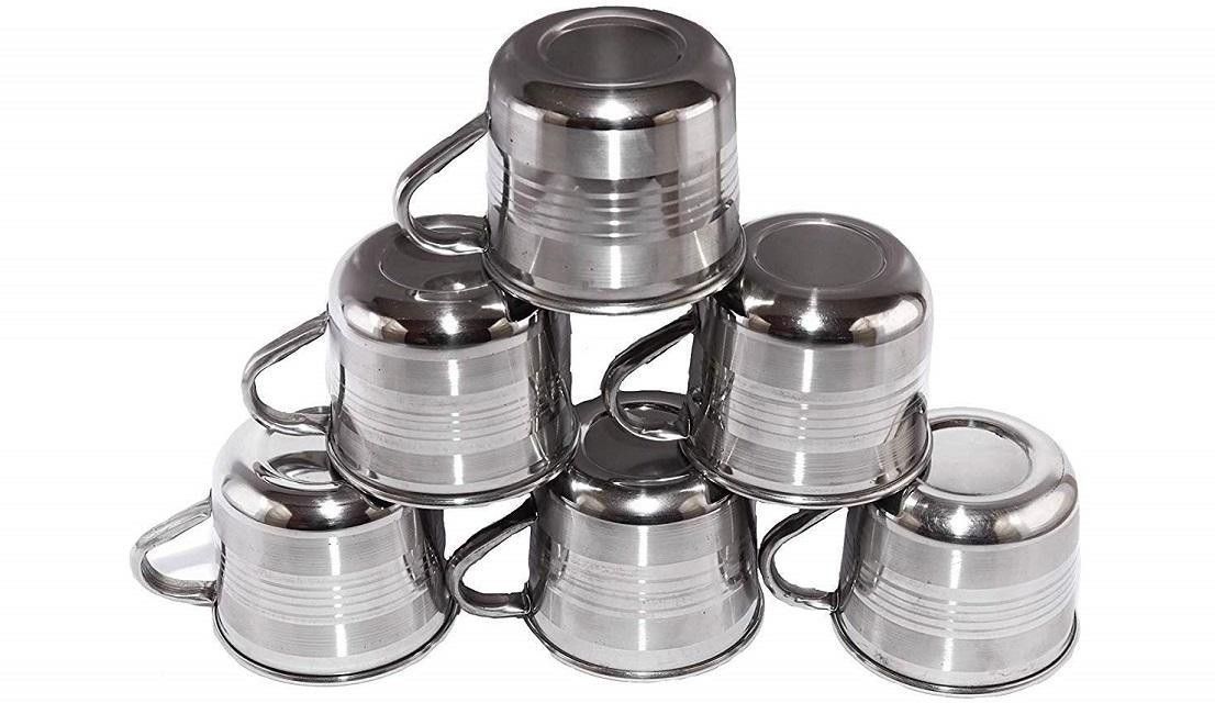 Pack of 6 Steel Single Wall Stainless Steel Tea and Coffee Cup Set-image-32
