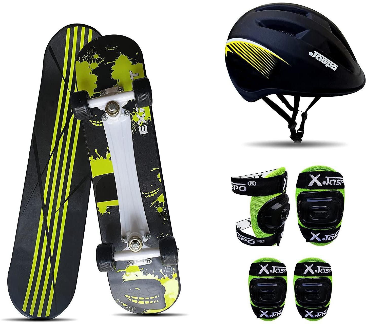Experts Intact Combo 26"x 6.25" Anti Skid Skateboard with Helmet, Knee & Elbow Guard Skating Kit-image-17