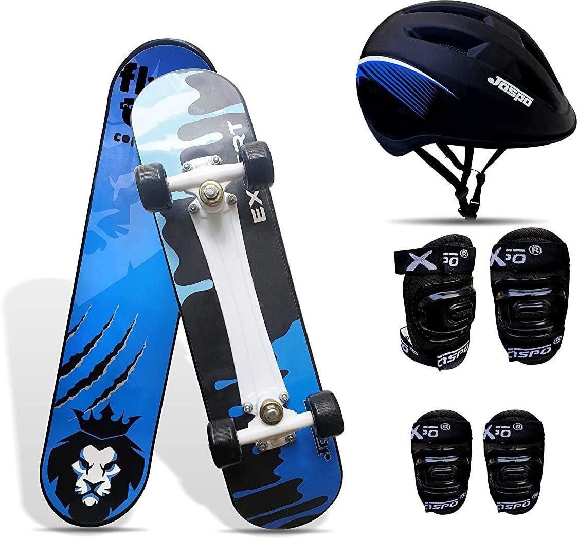 Experts Intact Combo 26"x 6.25" Anti Skid Skateboard with Helmet, Knee & Elbow Guard Skating Kit-image-18