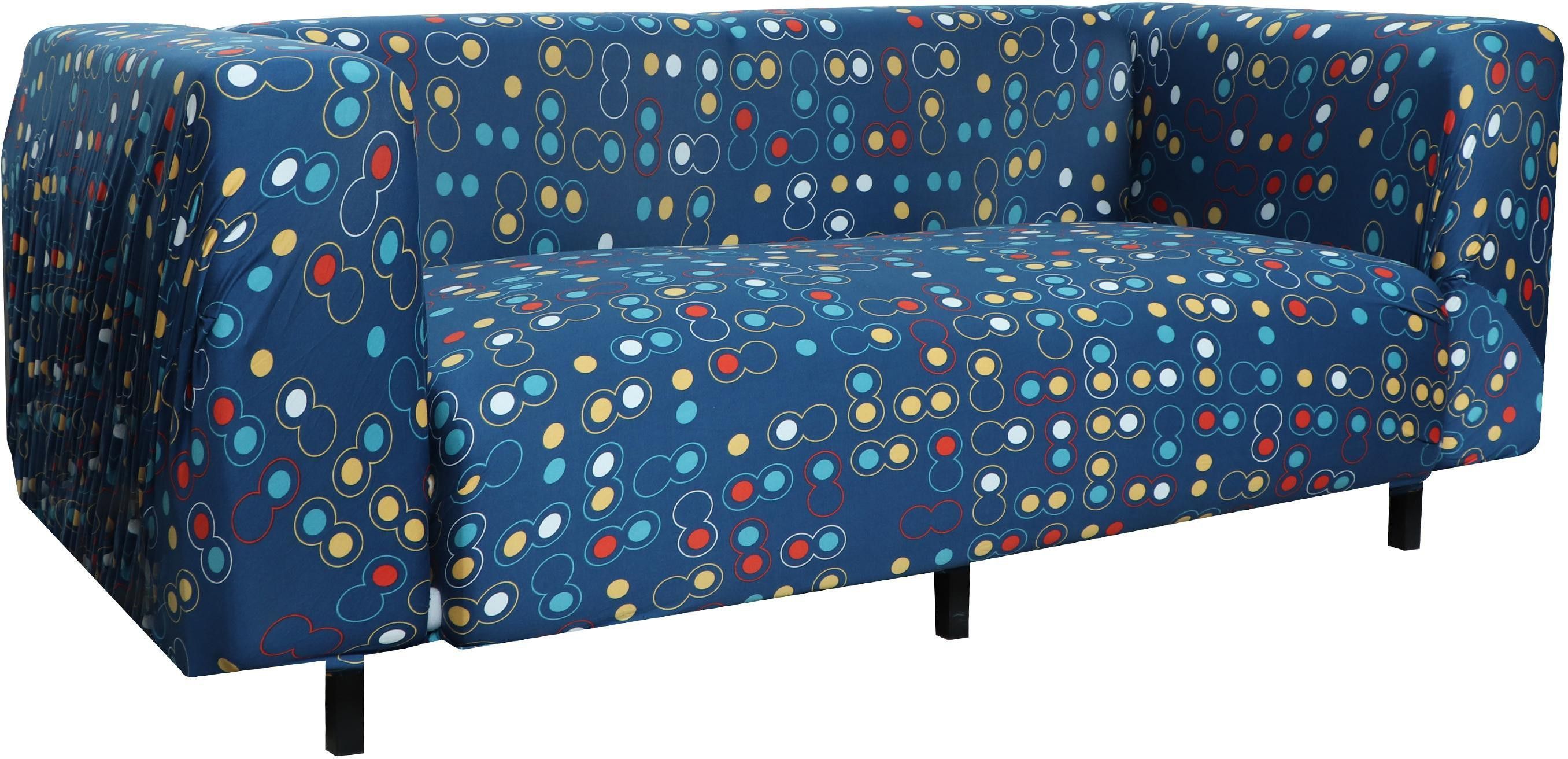house of quirk Universal Double Seater Sofa Cover Big Elasticity Cover for Couch Flexible Stretch Printed Sofa Slipcover (Double Seater, Multi Polka) Sofa Fabric-picture-5