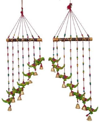 khusbhu handicrafts Beautifully Designed Multicolour Windchime for home decor I windchime for home I latkan I toran I wall decoration material I home decor I balcony decoration items Wood Windchime-picture-22