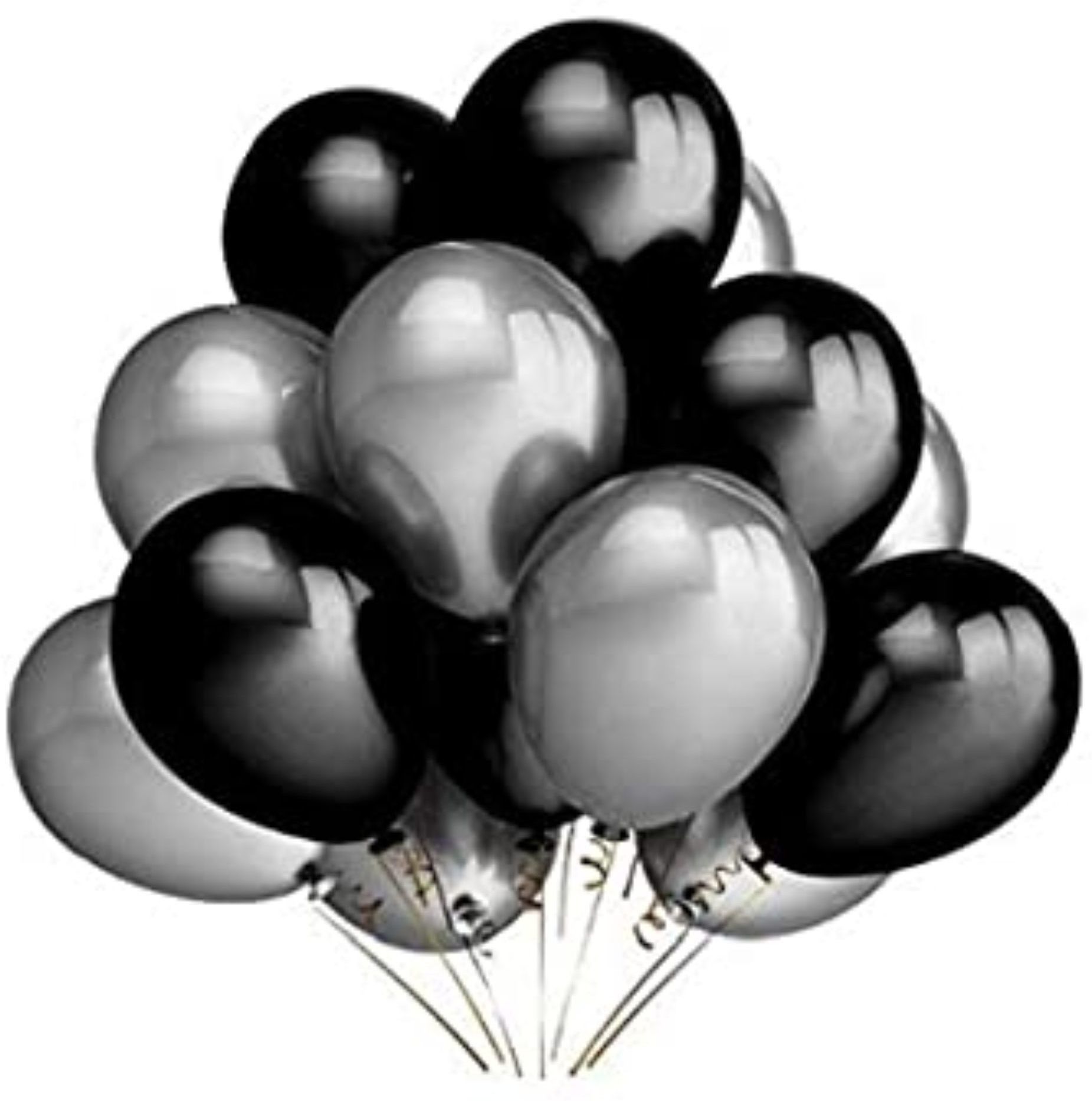 Solid Party Baloons HD Metallic Balloon for Birthday / Anniversary-Pack of 50, Silver and Black Balloon-image-38