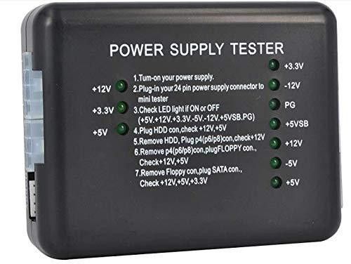 PC Laptop power supply tester, Motherboard Computer PC 24 pin 20 pin 8 pin 6 pin 4 pin for PSU, ATX, SATA, HDD, SMPS, PC, Floppy with LED Indicator Light Analog Battery Tester