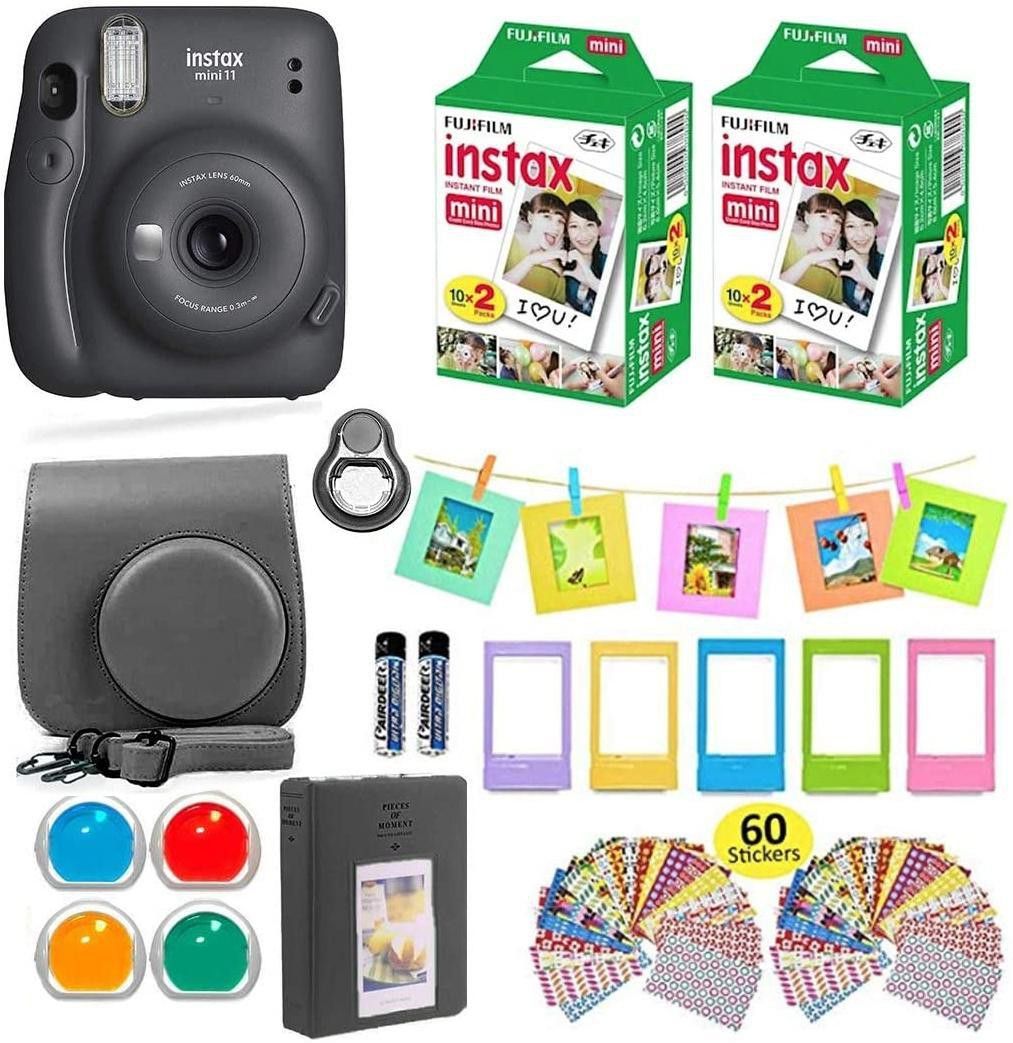 FUJIFILM Instax Mini 11 Charcoal Gray with Carrying Case Instax Film Value Pack (40 Sheets) Accessories Bundle Instant Camera-picture-36